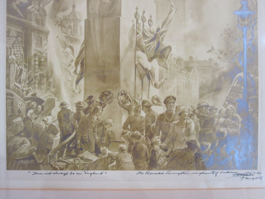 William Haeslip  Sepia print  "There Will Always Be An England" with pen inscription to Ronald - Image 3 of 3