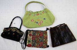 Chelsea Textile Bag with two unnamed bags and one leather crocodile handbag as well as 18th