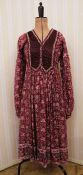 Vintage peasant-style dress labelled CRJ New York, with quilted front bodice, button fastening,