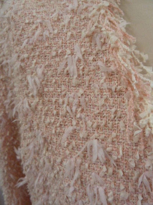 Chris Clyne Collection Pink boucle jacket, Chanel style, fringed edges, ( lacking belt) size 8, - Image 3 of 12