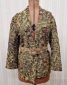 Various assorted clothing to include a machine tapestry style jacket, a printed leopard skin