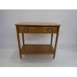 Ercol elm single drawer side table with undershelf (80cm wide x 71cm tall x 41cm deep)