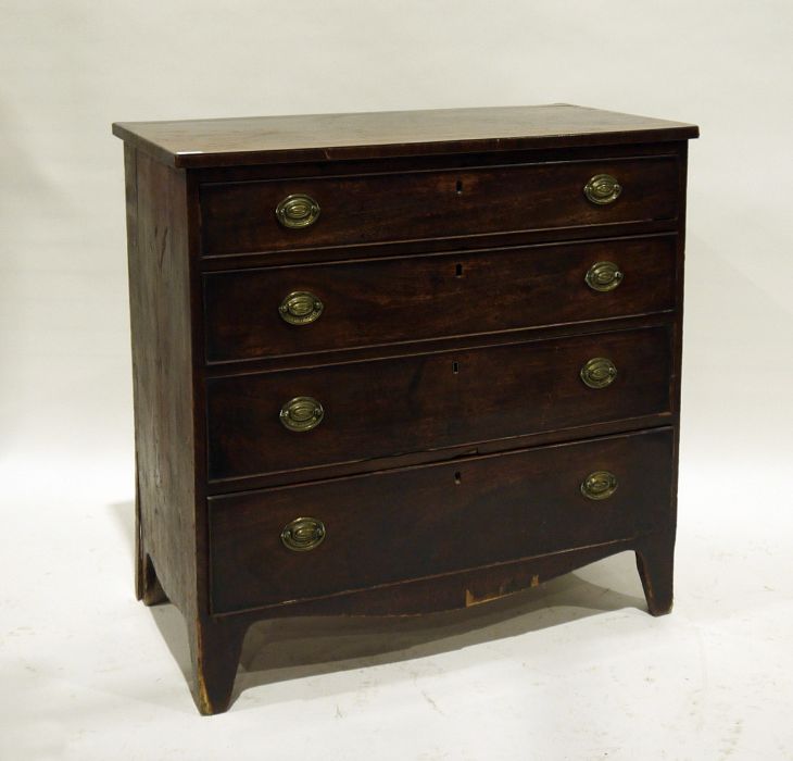 19th century mahogany chest of four long graduated drawers, on bracket feet, 89cm x 87cm and two