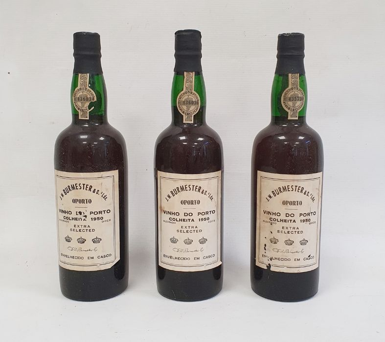 Three bottles of J.W. Burmester Vinho Do Porto Colheita 1950 Extra Selected (3)