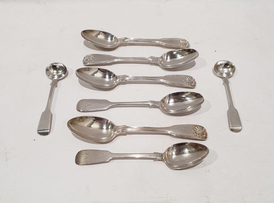 Assorted teaspoons and salt spoons, various dates, makers and styles, 6.6ozt