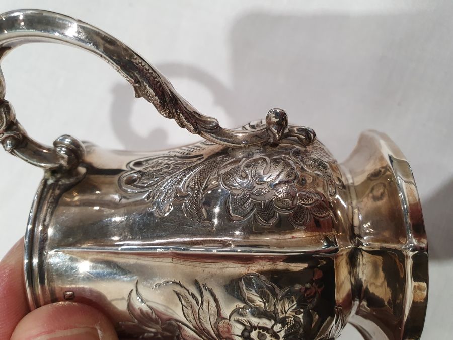 Victorian silver christening mug, baluster shaped, panelled with floral repousse, scroll handle, - Image 8 of 12