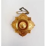Victorian gold pendant/brooch, flowerhead-pattern with central ball, gross weight approx. 8.5g