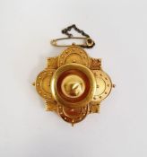 Victorian gold pendant/brooch, flowerhead-pattern with central ball, gross weight approx. 8.5g