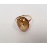 9ct gold and citrine ring set single oval facet-cut stone, collet-setCondition ReportWeight approx