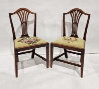 Set of six Georgian mahogany chairs with yellow needlework drop-in seats and tapering front legs (6)