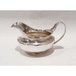 George III silver sauce boat with reeded and circular foot, London by Rebecca Emes & Edward Barnard,