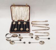 Assorted silver flatware to include cased set of six silver coffee spoons with coffee bean