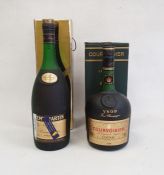 Bottle of Courvoisier Fine Champagne V.S.O.P. Cognac 1 litre and a bottle of Remy Martin Fine