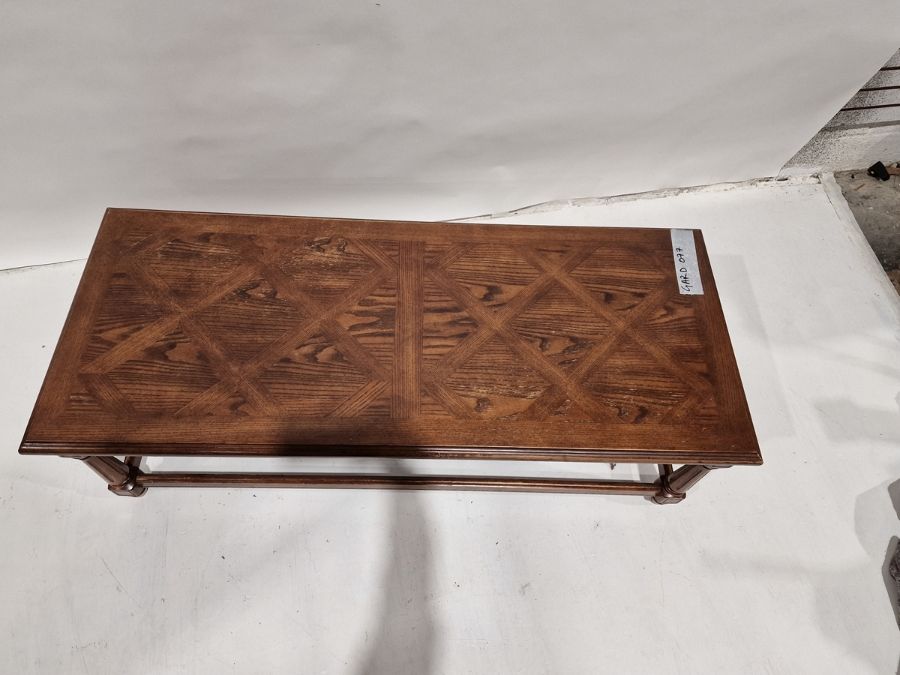 20th century coffee table, the rectangular top with moulded edge, on turned and fluted supports, - Image 2 of 2