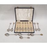 20th century silver teaspoons featuring Scottish castles, in case and various further 20th century