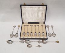 20th century silver teaspoons featuring Scottish castles, in case and various further 20th century