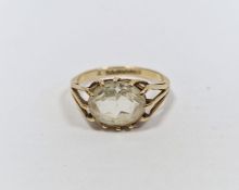 9ct gold and white stone dress ring, a 9ct gold and citrine dress ring (stone worn) and a 9ct gold
