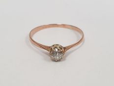 Gold and solitaire diamond ring set single stone, on fine gold band, approx. 1/8ct