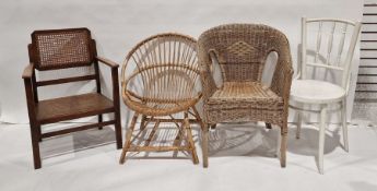 Five assorted chairs to include conservatory-style bamboo and wicker chair (5)