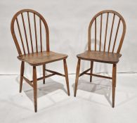 Pair of Ercol light elm seated stickback chairs (2)