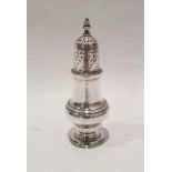 George III silver sugar caster / muffineer of baluster form with pierced cover, London 1763, John