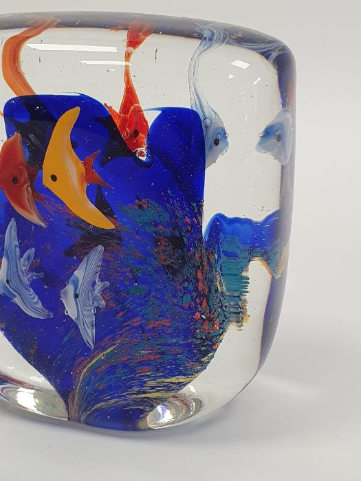 Murano glass 'Aquarium' paperweight of square form and a Murano Art glass paperweight in the form of - Image 7 of 13