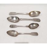 Two Victorian silver serving spoons and two further similar tablespoons, various makers, 7.2ozt (4)