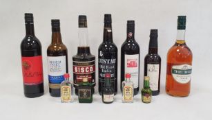 Bottle of Lustau Old East India Sherry 75cl, Sisca Creme De Cassis De Dijon 70cl, Raynal & Cie Three