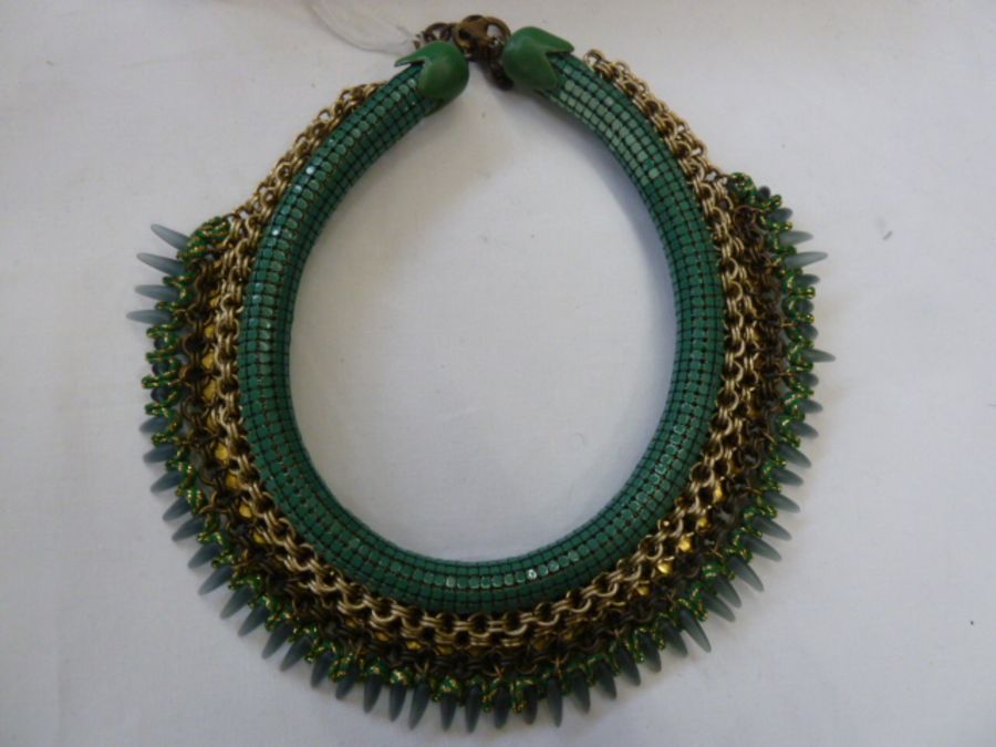 Sveva collarette necklace, green with pink, blue, green and grey borders, in box - Image 3 of 5