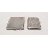 Two 20th century silver cigarette cases, one with engine-turned decoration and gilt washed interior,