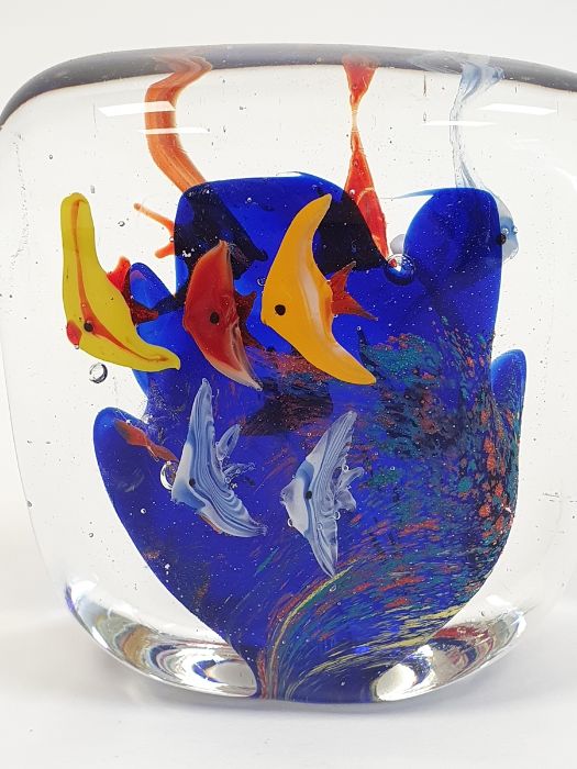 Murano glass 'Aquarium' paperweight of square form and a Murano Art glass paperweight in the form of - Image 6 of 13
