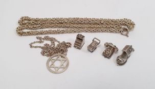 Silver multiple chain link necklace, another silver necklace with Star of David pendant and four