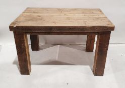 20th century chunky rustic rectangular table on square section supports