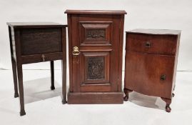 Late 19th/early 20th century mahogany pot cupboard with panelled doors, on plinth base, a sewing box