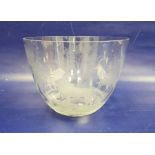 Rowland Ward clear glass Nairobi Safari bowl of circular tapering form decorated with etched