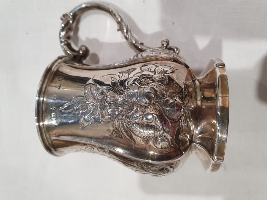 Victorian silver christening mug, baluster shaped, panelled with floral repousse, scroll handle, - Image 7 of 12