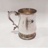 George III silver baluster-shaped mug on circular foot, scrolled handle, London 1767 by Thomas
