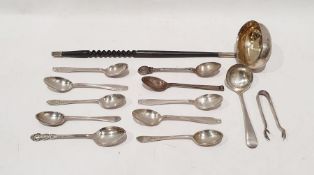 20th century silver toddy ladle with gilt washed interior, London 1978, by LGS and assorted silver