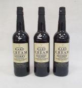 Three bottles of Jerez-Xeres cream Sherry produced by Emilio Lustau S.A. 75cl