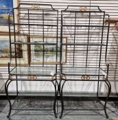 Two 20th century glass and metal shelves (2)