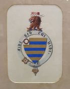 20th century English school Watercolour  Armorial gold and blue striped shield surrounded by the