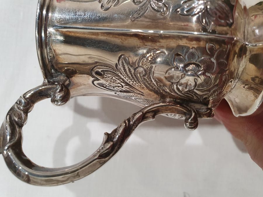 Victorian silver christening mug, baluster shaped, panelled with floral repousse, scroll handle, - Image 9 of 12