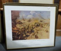 After Terence Cuneo  Colour print  "The Snipe or Kidney Ridge Action" and one further photograph (2)