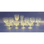 Set of four Thomas Webb cut glass wines, a set of five Royal Brierley wine glasses and two further