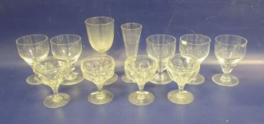 Set of four Thomas Webb cut glass wines, a set of five Royal Brierley wine glasses and two further