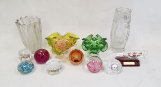 Joseph Hospodka for Chribska tricorn Art glass bowl of organic form in peach and yellow colourway, a