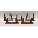 Set of five picture stands, various sizes, Art Deco style with wooden supports to encased glass
