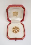 Cartier yellow gold and diamond brooch, flowerhead pattern, set numerous graduated diamonds in