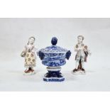 19th century Copeland Spode blue and white pot-pourri and cover, circular blue and white, having