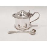 George IV silver gadrooned mustard pot with blue glass liner, Matthew Boulton, Birmingham 1824 and a